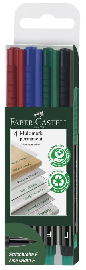Faber-Castell Permanent-Marker Multimark F, 4er Etui