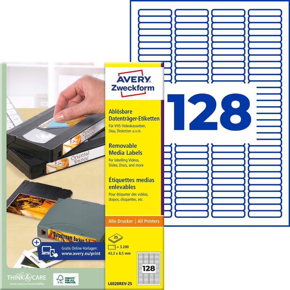 Avery Zweckform Stick+Lift Etiketten Für Dia, 43,2 X 8,5 Mm