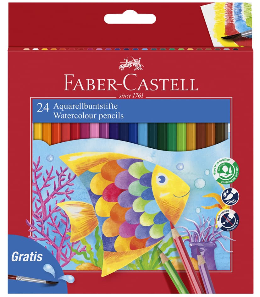 Faber-Castell Buntstifte Kinder-Aquarell, 24er Kartonetui