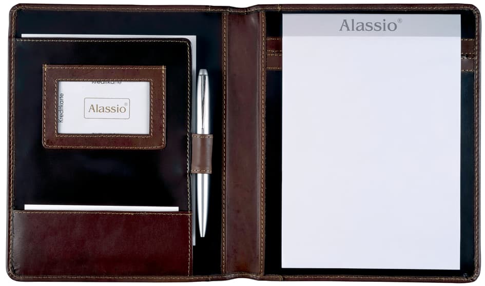 Alassio Schreibmappe , Monaco, , A5, Leder, Dunkelbraun-Antik