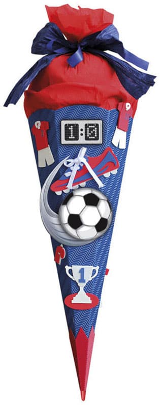 Roth Schultüten-Bastelset , Soccer Rot/Blau, , 6-Eckig, 680 Mm