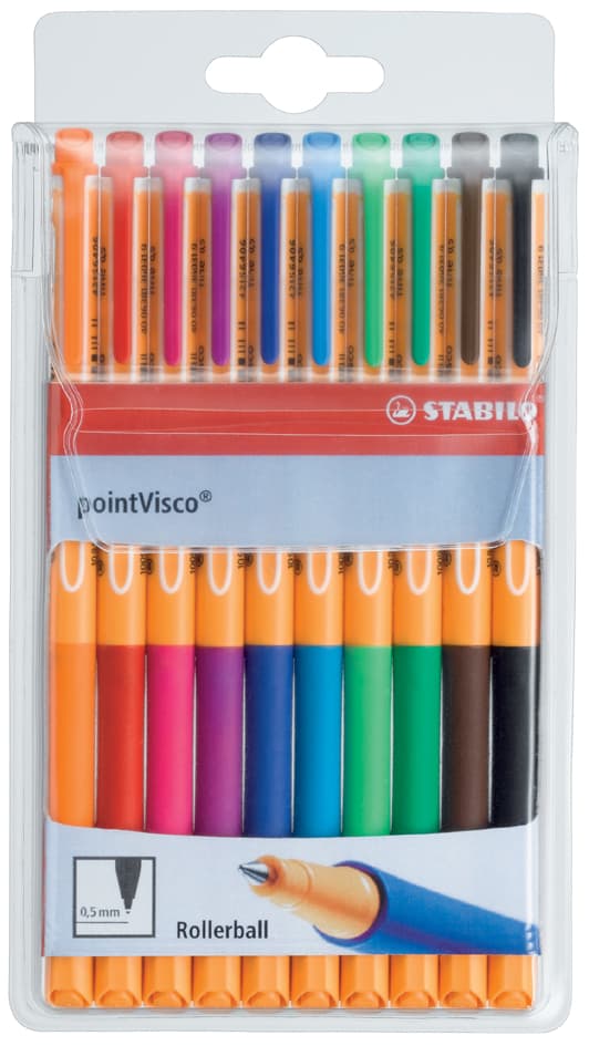 Stabilo Gel-Tintenroller Pointvisco, 10er Kunststoffetui