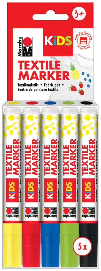 Marabu Kids Textilmarker, 5 X 3 Ml, 5er Blister