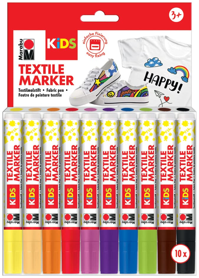 Marabu Kids Textilmarker, 10 X 3 Ml, 10er Blister