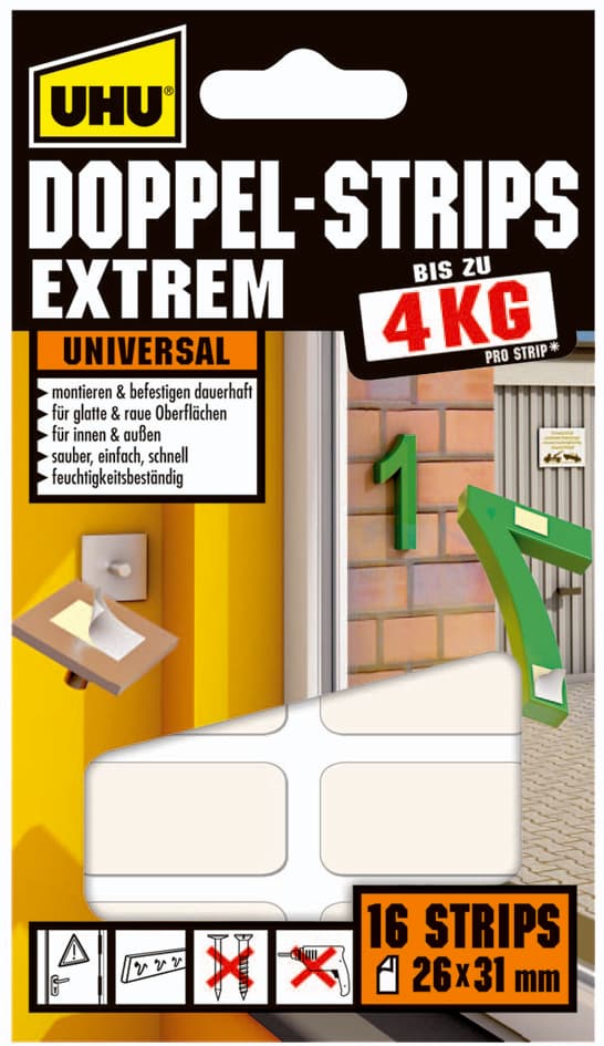 Uhu Montage-Klebepads Extrem, Doppelseitig, Hält Bis 4 Kg