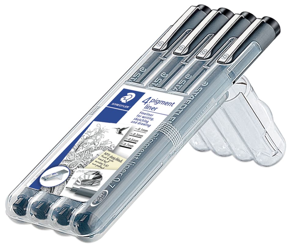 Staedtler Pigmentliner, Schwarz, 4er Etui