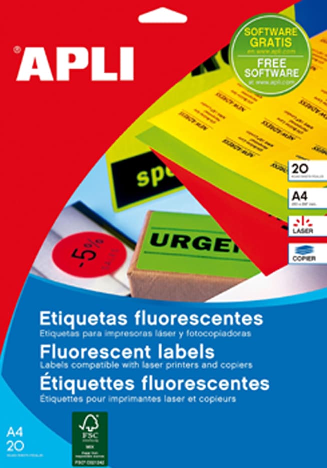 Apli Adress-Etiketten, 99,1 X 67,7 Mm, Neongelb