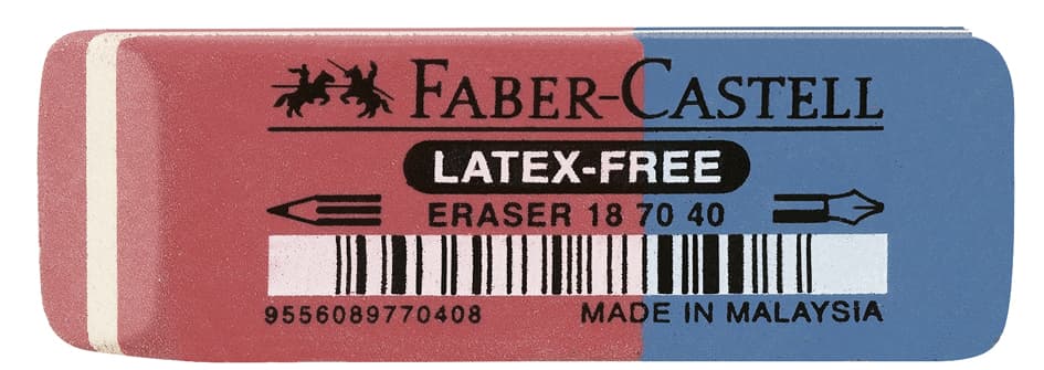 Faber-Castell Kautschuk-Kombi-Radierer 7070-40, Rot / Blau