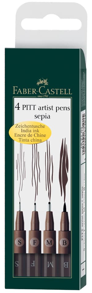 Faber-Castell Tuschestift Pitt Artist Pen, Sepia, 4er Etui