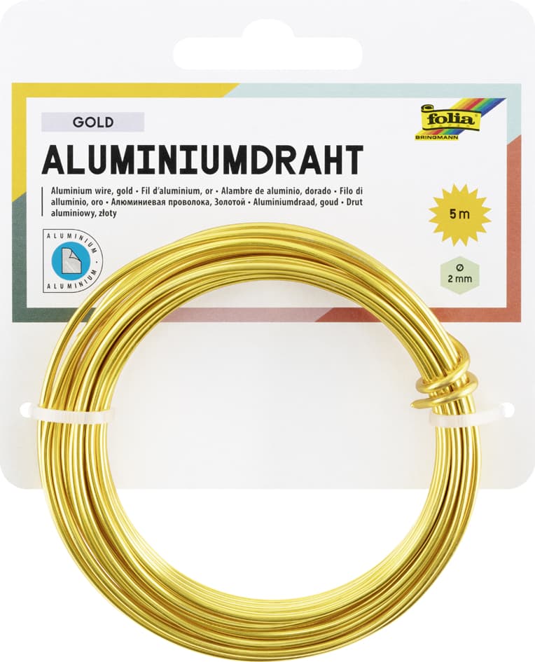Folia Aluminium-Basteldraht, 2 Mm X 5 M, Gold