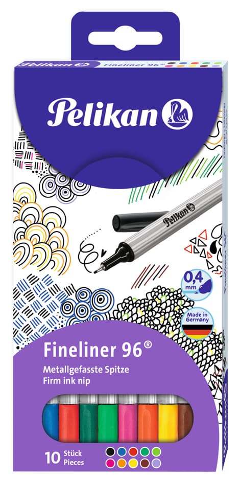 Pelikan Fineliner 96, 10er Etui, Strichstärke: 0,4 Mm