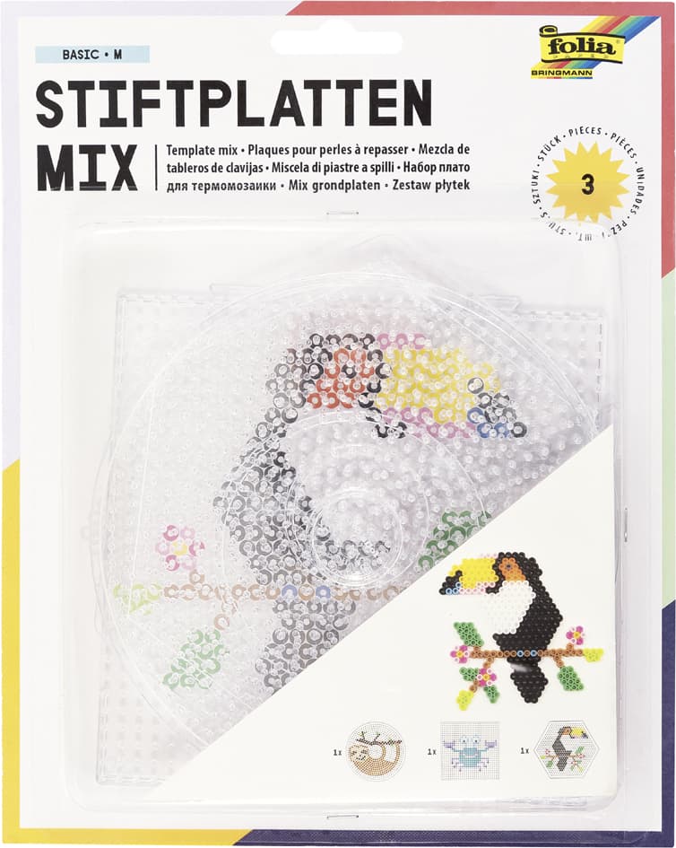 Folia Bügelperlen Stiftplatten Basic Gross, Sortiert