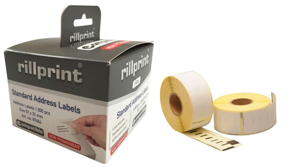 Rillprint Rollenetiketten, 57 X 32 Mm, Weiß, Non-Permanent