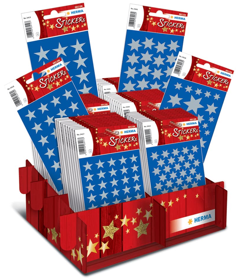 Herma Weihnachts-Sticker Decor , Sterne Silber, , Im Display