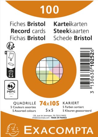 Exacompta Karteikarten, Din A7, Liniert, Gelb