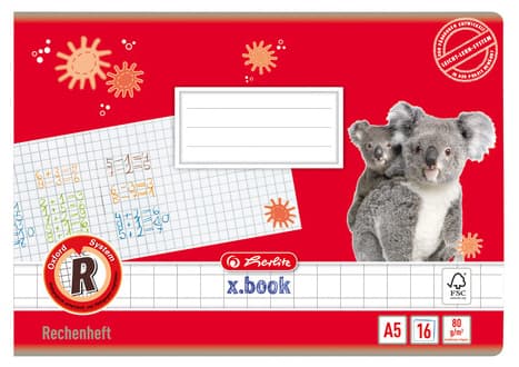 Herlitz Rechenheft X.Book, Din A5 Quer, Lineatur R / Kariert