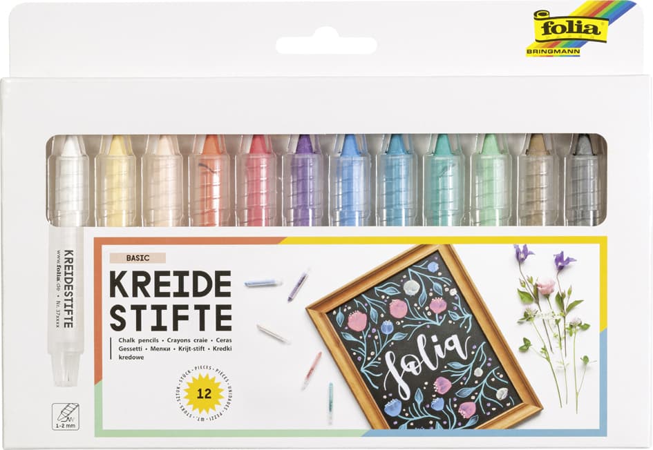Folia Kreidestifte-Set, Farbig Sortiert, 12er Etui