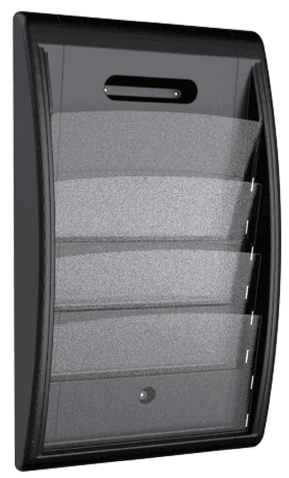 Paperflow Wand-Prospekthalter Quick Fit, 4 Fächer, Grau