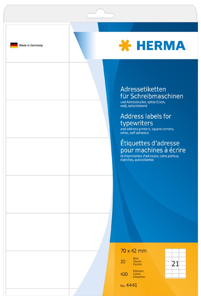 Herma Adress-Etiketten, 94 X 47 Mm, Ecken Abgerundet, Weiß