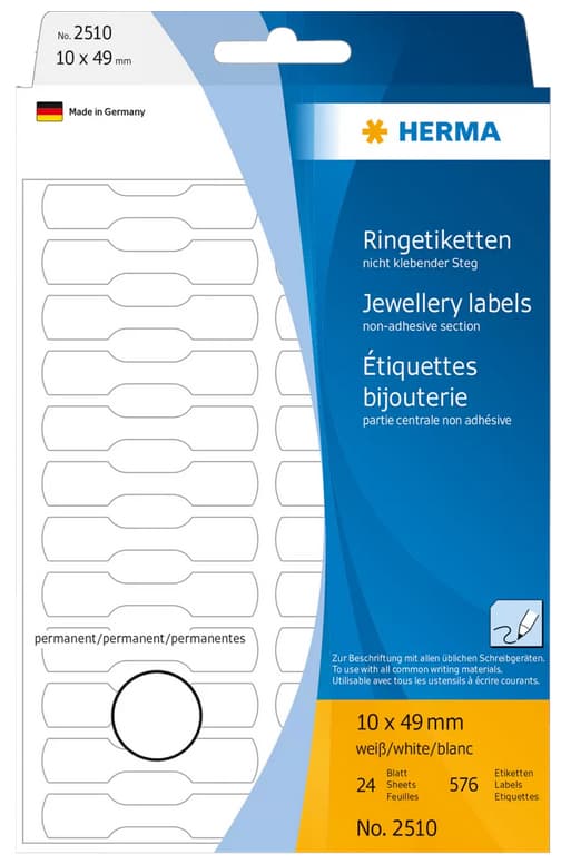 Herma Ringetiketten, 10 X 49 Mm, Aus Halbkarton, Weiß