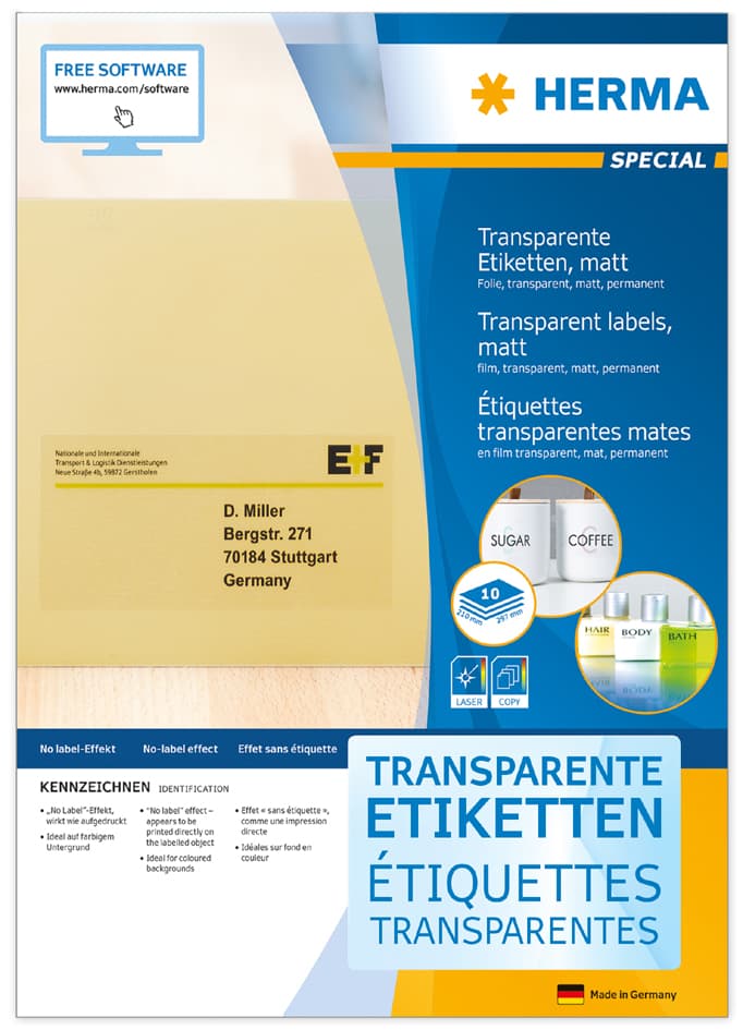 Herma Transparente Folien-Etiketten Special, 52,5 X 29,7 Mm