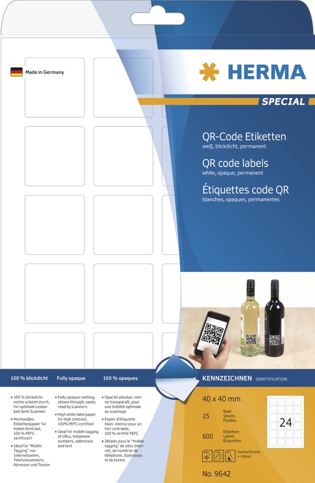 Herma Qr-Code Etiketten, 80 X 40 Mm, Rechteckig