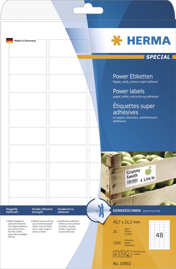 Herma Power Etiketten Special, 37 X 13 Mm, Weiß