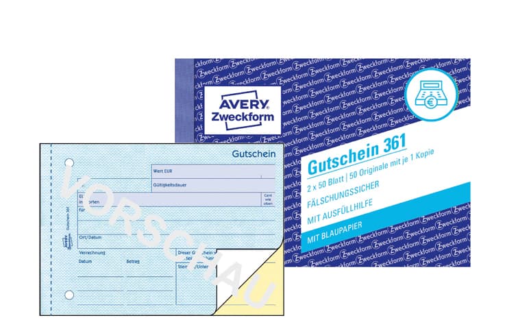 Avery Zweckform Formularbuch , Gutschein, , A6 Quer