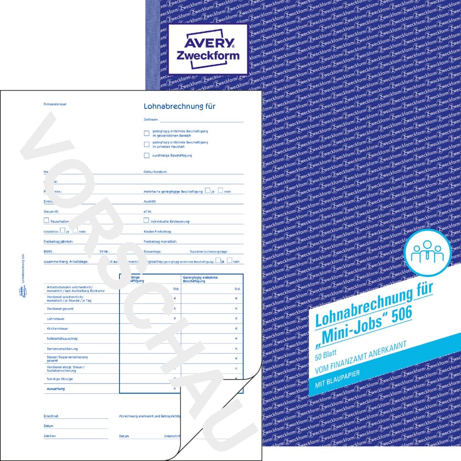 Avery Zweckform Formularbuch , Lohnabrechnung Mini-Jobs, , A4