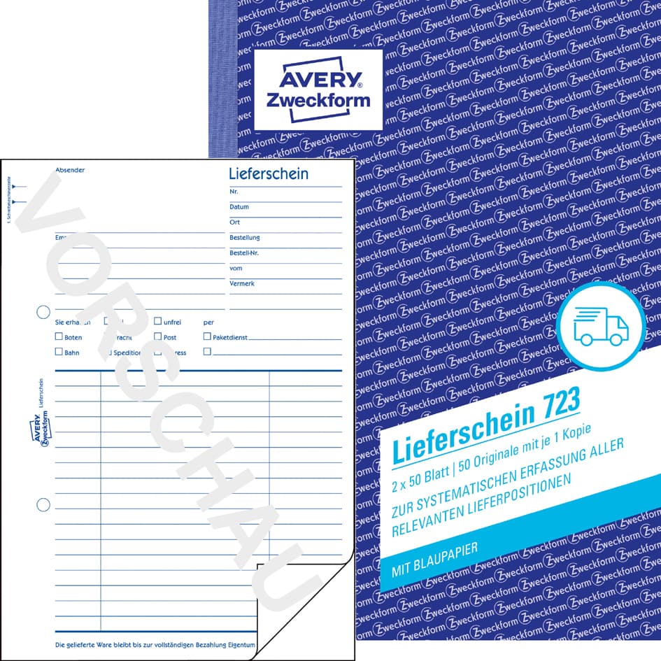Avery Zweckform Formularbuch , Lieferschein, , 2 X 50 Blatt