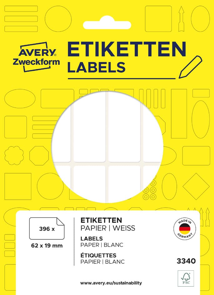 Avery Zweckform Vielzweck-Etiketten, 20 X 8 Mm, Weiß, Fp