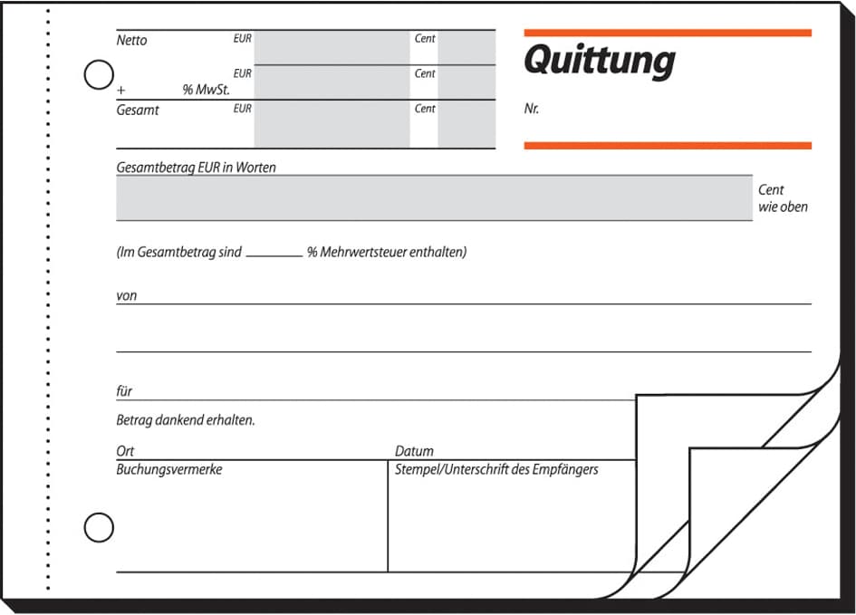 Sigel Formularbuch , Quittung, , Mit Mwst.-Nachweis, A6 Quer