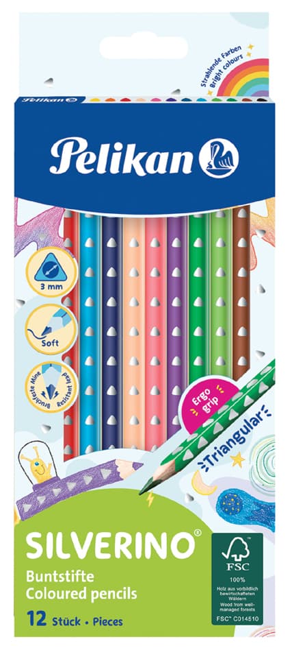 Pelikan Dreikant-Buntstifte Silverino Dünn, 12er Kartonetui