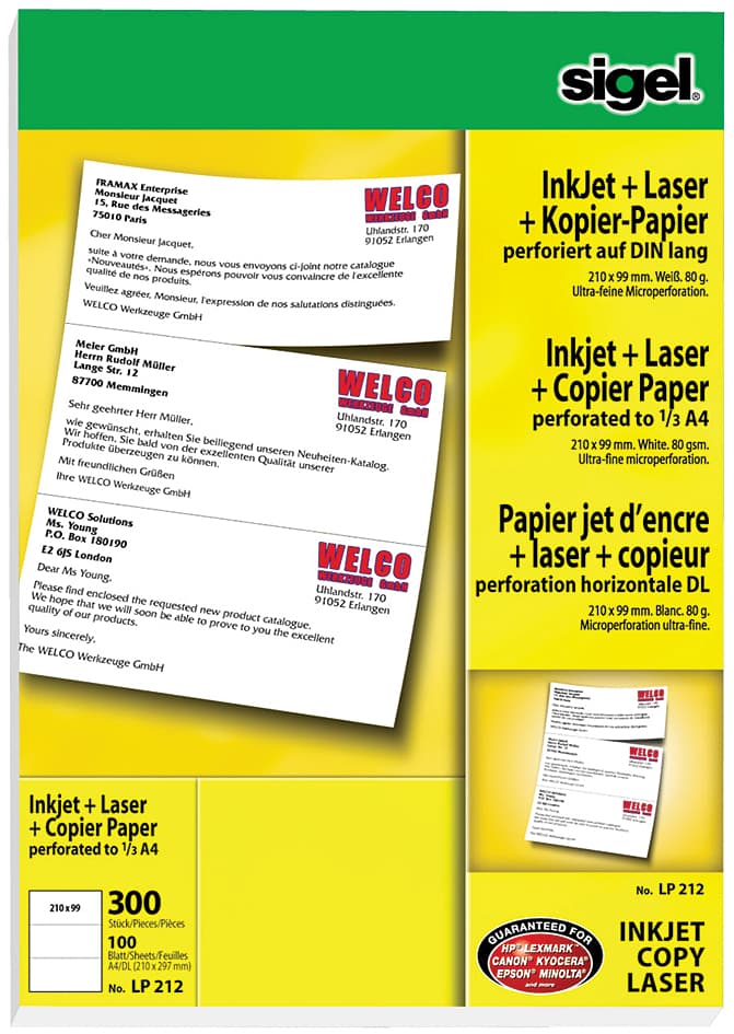 Sigel Multifunktionspapier , Multiprint, ,A4 Perforiert Auf A5