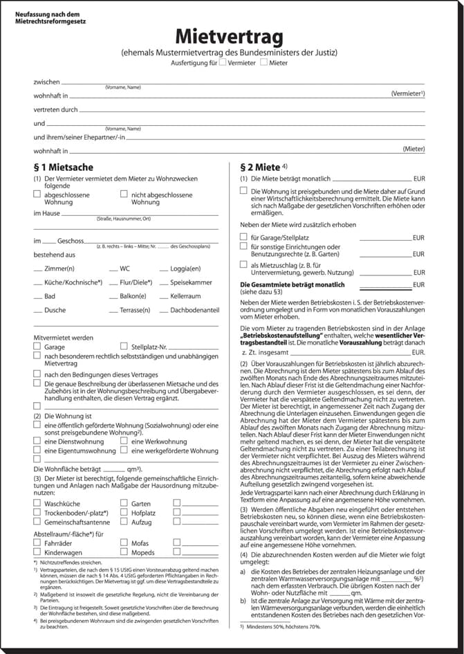 Sigel Vordruck , Mietvertrag, , A4, 4-Seitig