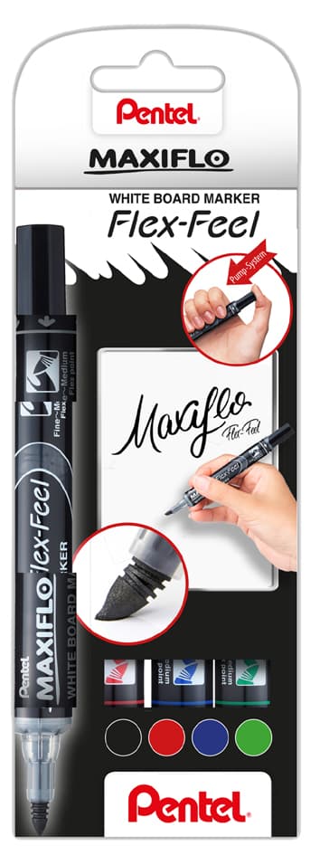 Pentel Whiteboardmarker Maxiflo Flex-Feel, 4er Set Mwl5sbf-4