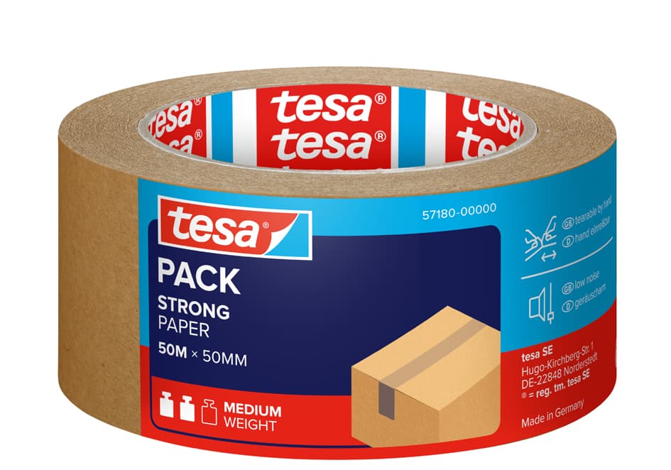 Tesapack Verpackungsklebeband Strong Paper, 38 Mm X 25 M
