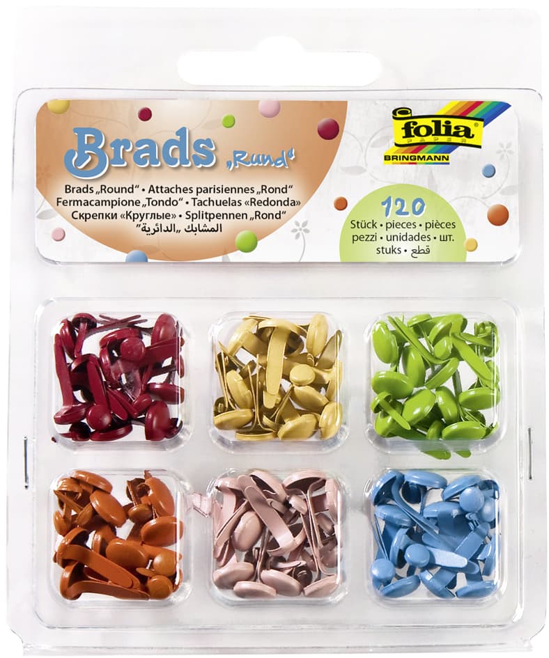 Folia Musterbeutelklammern / Brads , Rund, , Sortiert