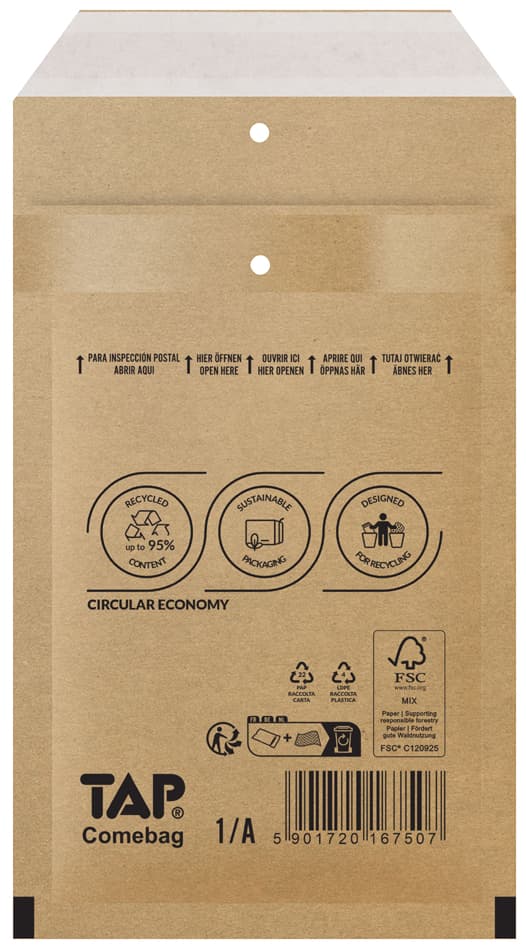 Tap Cd-Luftpolster-Versandtaschen Comebag, Typ Cd, Braun
