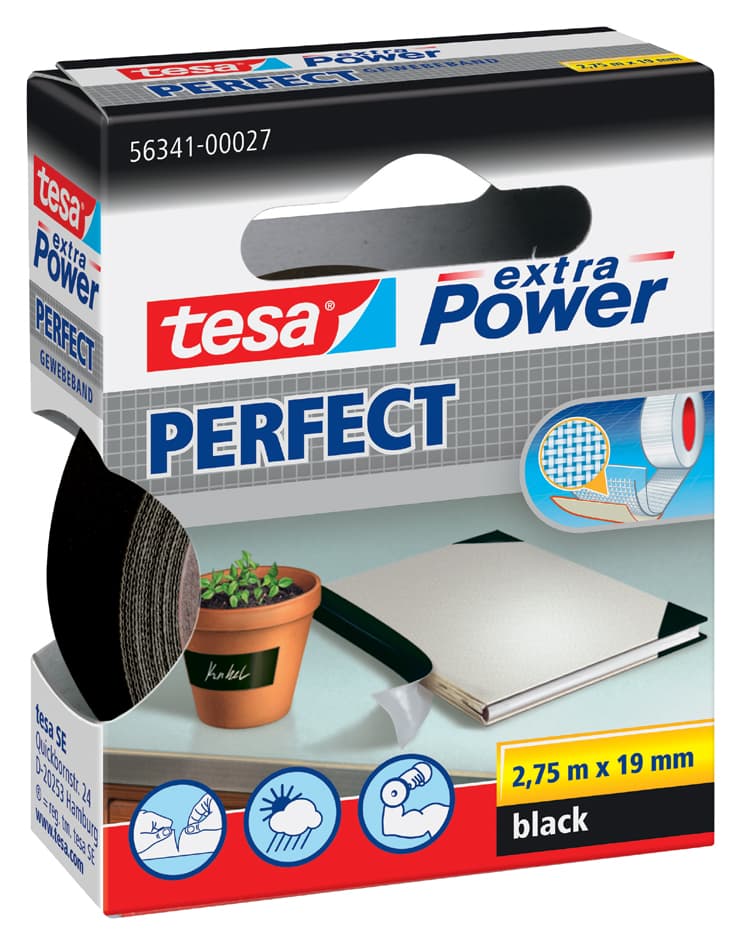 Tesa Gewebeband Extra Power Perfect, 38 Mm X 2,75 M, Gelb