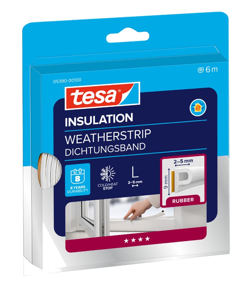 Tesa Insulation Dichtungsband L, Weiß, 9 Mm X 6 M