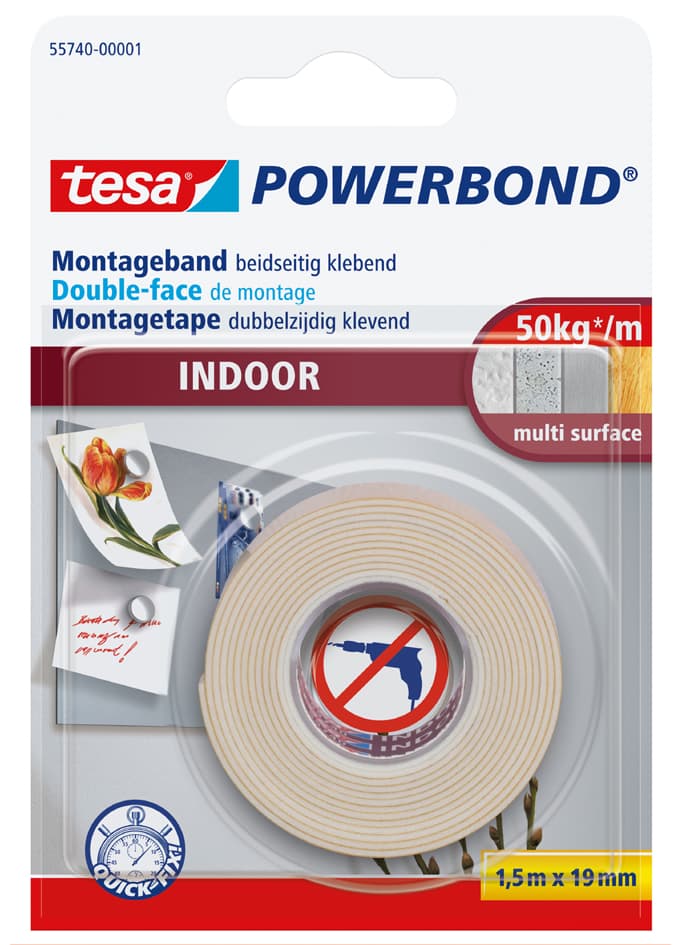 Tesa Powerbond Montageband Indoor, 19 Mm X 5,0 M