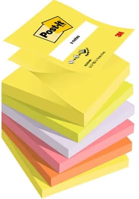 Post-It Haftnotizen Z-Notes, 76 X 76 Mm, 6-Farbig