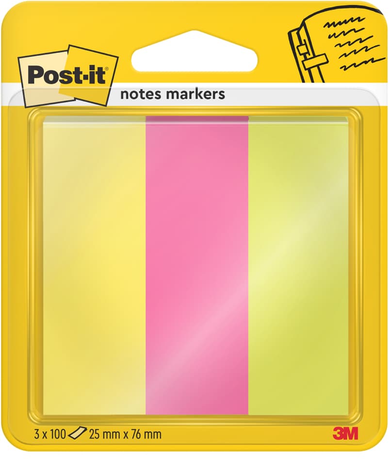 Post-It Haftstreifen Page Marker, Papier, Breit, Neonfarben