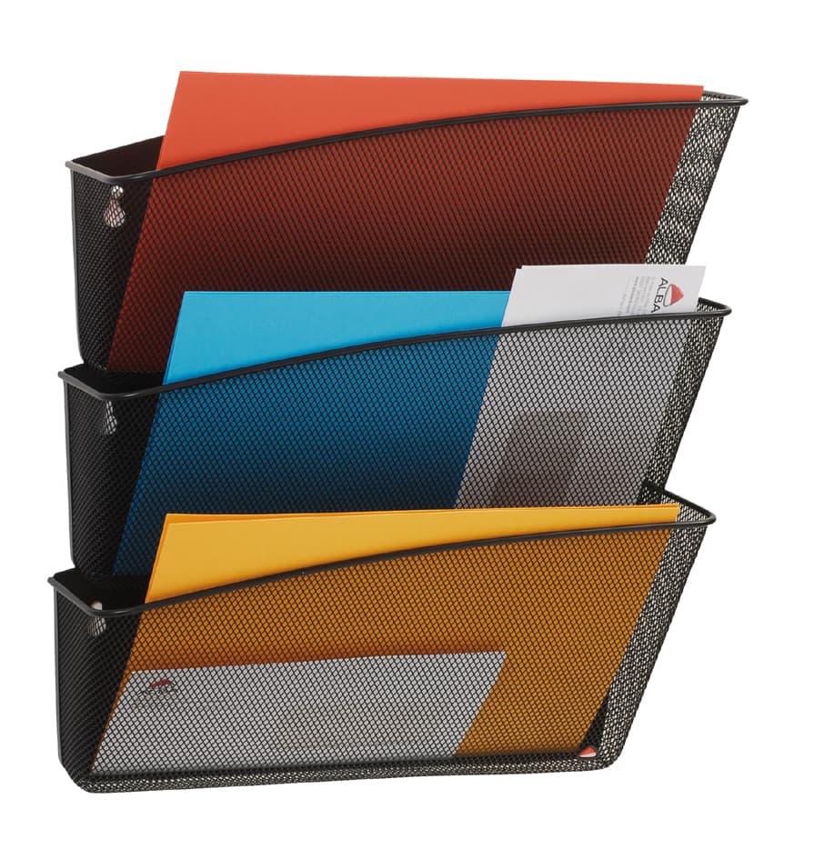 Alba Wand-Prospekthalter Meshfile, 3er Set, Schwarz