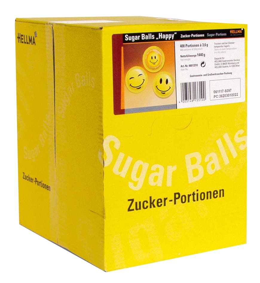 Hellma Zuckersachets Sugar Balls , Happy, , Im Displaykarton