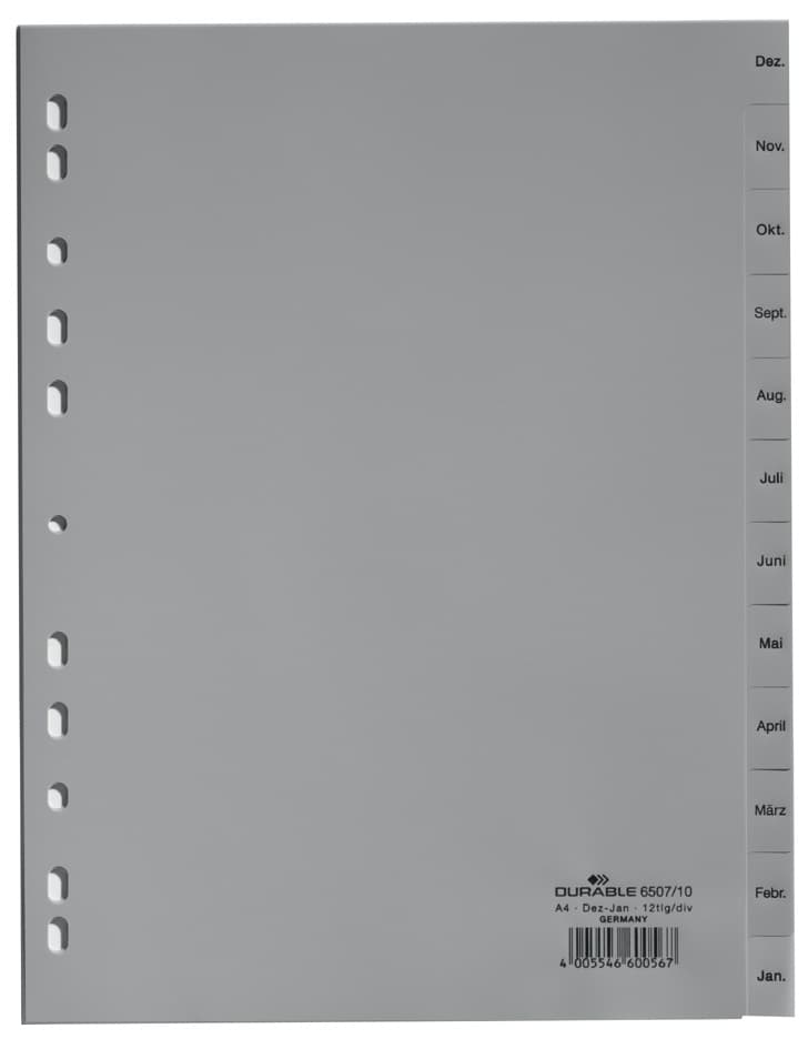 Durable Kunststoff-Register, Monate, A4, Dezember - Januar