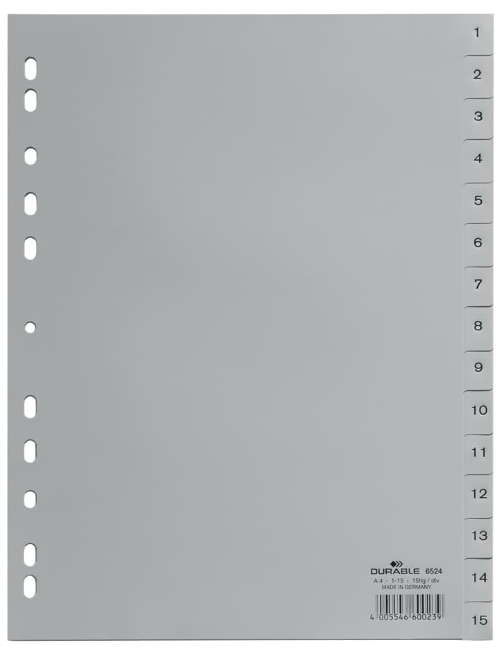 Durable Kunststoff-Register, Zahlen, A4, 15-Teilig, 1 - 15