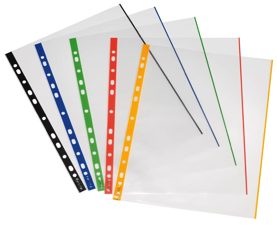 Herlitz Prospekthülle, Din A4, Glasklar, Farbiger Außenrand
