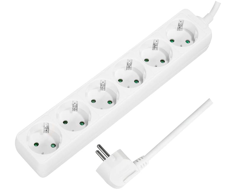 Logilink Steckdosenleiste, 6-Fach, Ohne Schalter, Weiß